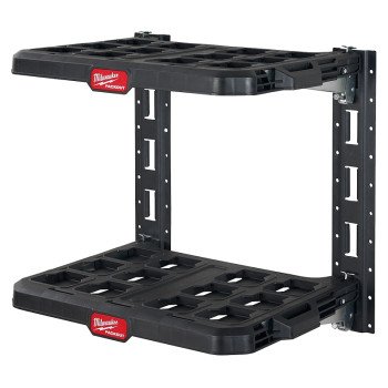 Milwaukee PACKOUT 48-22-8480 Racking Kit, 5 lb, 21-1/2 in OAW, 17.6 in OAD, 20 in OAH, 2-Shelf, Black