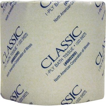 North American Paper Classic Series 880299 Bathroom Tissue, 4 x 3-3/4 in Sheet, 1-Ply, Paper