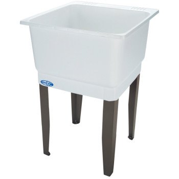 ELM UTILATUB Series 14K Laundry Tub, 20 gal Capacity, 23 in OAW, 25 in OAD, 33 in OAH, Co-Polypure, White, 1-Bowl