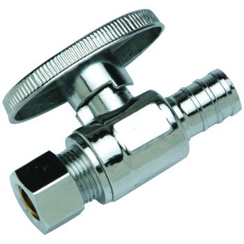 Apollo APXVS1238C Stop Valve, 1/2 x 3/8 in Connection, PEX Barb x Compression, Brass Body