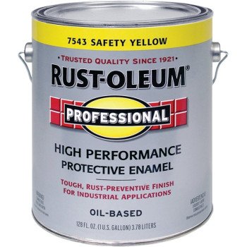 Rust-Oleum 7543402 Enamel Paint, Oil, Gloss, Safety Yellow, 1 gal, Can, 230 to 390 sq-ft/gal Coverage Area