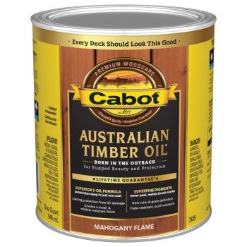 Cabot 140.0003459.005 Australian Timber Oil, Mahogany Flame, Liquid, 1 qt, Can