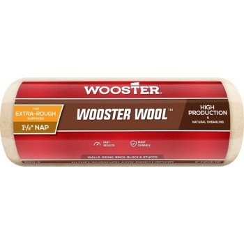 Wooster RR6379 Roller Cover, 1-1/2 in Thick Nap, 9 in L, Lambskin Cover