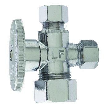 Plumb Pak PP20115LF Stop Valve, 5/8 x 3/8 x 3/8 in Connection, Compression, 400 psi Pressure, Brass Body