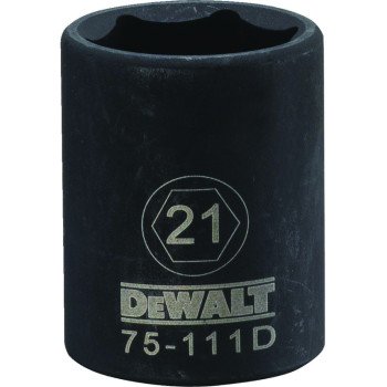 DEWALT DWMT75111OSP Deep Impact Socket, 21 mm Socket, 1/2 in Drive, 6-Point, Steel, Black Oxide