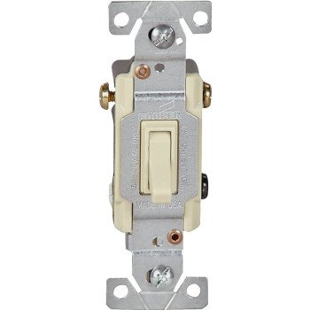 Eaton Wiring Devices 1303V-BOX Toggle Switch, Ivory, Flush Mount, 15 A, 120 V, Polycarbonate Housing Material