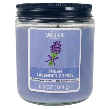 Candle-Lite 4603404 Jar Candle, 6.5 oz Candle, Fresh Lavender Breeze Fragrance