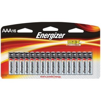 Energizer E92LP-16 Battery, 1.5 V Battery, 1250 mAh, AAA Battery, Alkaline, Manganese Dioxide, Zinc