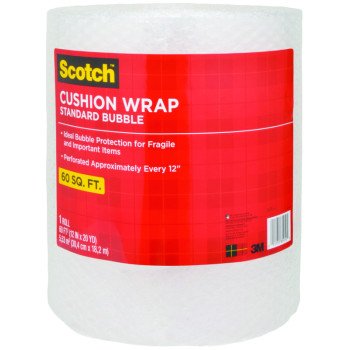 Scotch 7960 Cushion Wrap, 60 ft L, 12 in W, Nylon/Polyethylene, Clear