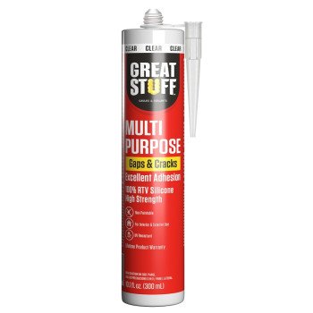 Great Stuff 99ALLP3000 Multi-Purpose Caulk, Clear, 24 hr Curing, 41 to 104 deg F, 10.1 fl-oz, Cartridge