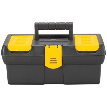 STANLEY STST13011 Tool Box with Tote Tray, 1.1 gal, Plastic, Black/Yellow, 4-Compartment