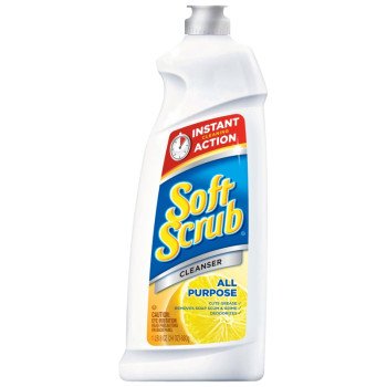 Soft Scrub 00865 Kitchen and Bathroom Cleaner, 24 oz Bottle, Liquid, Lemon, White