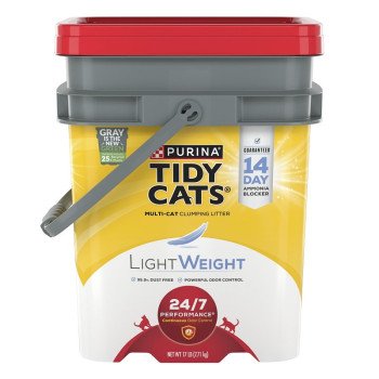 Tidy Cats Lightweight 24/7 Performance 15367 Clumping Cat Litter, Clay, 17 lb Pail