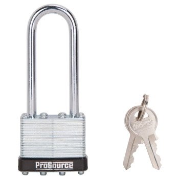 ProSource HD00040L-3L Padlock, Long Shackle, 1/4 in Dia Shackle, 2-3.4 in H Shackle, Steel Shackle, Steel Body