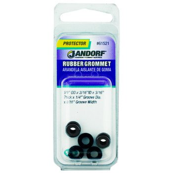 Jandorf 61521 Grommet, Rubber, Black, 3/16 in Thick Panel