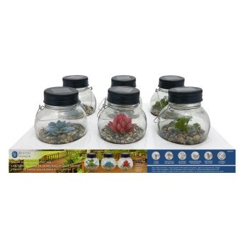 Boston Harbor 26147 Jar, Ni-Mh Battery, 1-Lamp, LED Lamp, Glass Stone Succulent Stainless Steel Fixture