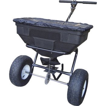 Vulcan YTL31515 Broadcast Spreader, 12 ft W Spread, 125 lb Capacity, Steel Frame, Poly Hopper, Black Hopper