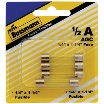 Bussmann BP/AGC-1/2-RP Tube Fuse, 250 V, 0.5 A, 35 A, 10 kA Interrupt