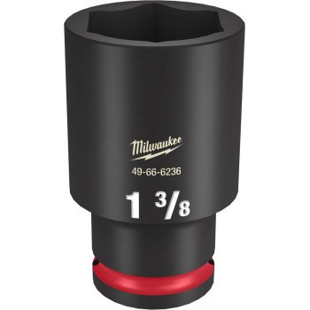 Milwaukee SHOCKWAVE Impact Duty Series 49-66-6236 Deep Impact Socket, 1-3/8 in Socket, 1/2 in Drive, Square Drive