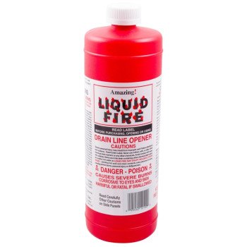 Liquid Fire LF-Q-12 Drain Opener, Liquid, Dark Amber, Slight Pungent, 32 oz Bottle