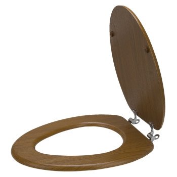 ProSource T-19WO-3L-C Toilet Seat, Elongated, MDF with Plastic Wood Veneer, Oak Wood, Bar Hinge