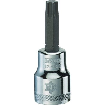 DEWALT DWMT87145OSP Torx Bit Socket, T40 Tip, 3/8 in Drive, Polished Chrome Vanadium