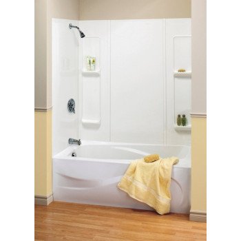 MAAX Elan 101593-000-129000 Bathtub Wall Kit, 59 in H, 60-1/2 in W, Polystyrene, White, Glue Up Installation