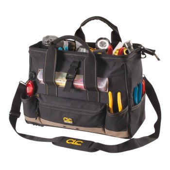 CLC Tool Works Series 1534 Tool Bag, 8 in W, 11 in D, 16 in H, 25-Pocket, Polyester, Yellow