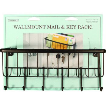 iDESIGN 58971 Mail and Key Rack, 6-Key Hook, Bronze, 10-3/4 in L, 2-1/2 in W, 8-1/2 in H