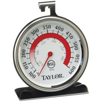 Taylor 5932 Oven Thermometer, 100 to 600 deg F, Analog Display