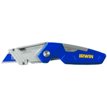 Irwin 1858319 Utility Knife, 2-1/2 in L Blade, Bi-Metal Blade, Straight Handle, Blue Handle