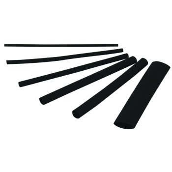 Gardner Bender HST-ASTB Heat Shrink Tubing, 3/32 in Expanded, 3/64 in Recovered Dia, 4 in L, Polyolefin, Black