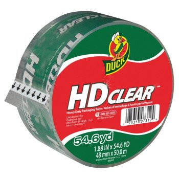 Duck HD Clear 297438 Packaging Tape, 54.6 yd L, Clear, 1.88 in W, 2.6 mil THK