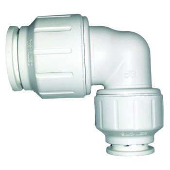 John Guest PEI212820P Reducing Pipe Elbow, 3/4 x 1/2 in, Plastic, White, 160 psi Pressure