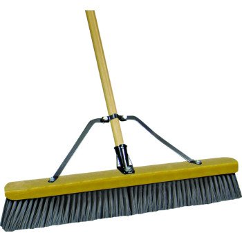 Quickie 868SU Push Broom, 24 in Sweep Face, Poly Fiber Bristle, Wood Handle