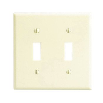 Leviton 001-86009-000 Wallplate, 4-1/2 in L, 2-3/4 in W, 2 -Gang, Thermoset, Ivory, Smooth