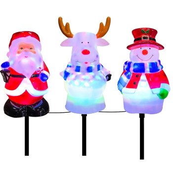 Hometown Holidays 92706 Snowman/Santa/Moose Stake Set