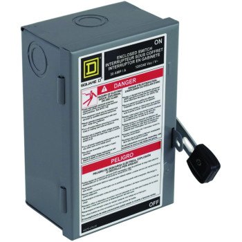 Square D L211N Safety Switch, 2 -Pole, 30 A, 240 V, DPST, Lug Terminal