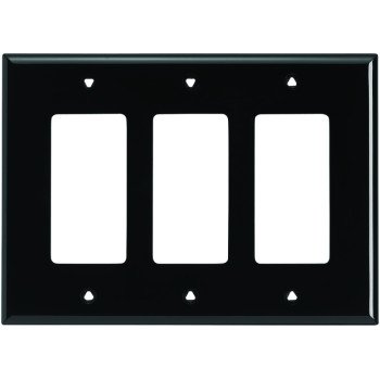 Eaton Wiring Devices PJ263BK Wallplate, 4.87 in L, 6-3/4 in W, 3 -Gang, Polycarbonate, Black