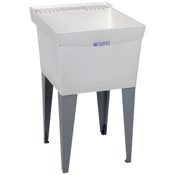 ELM UTILATUB Series 19F Laundry Tub, 18 gal Capacity, 2-Deck Hole, 24 in OAW, 24 in OAD, 20 in OAH, Thermoplastic