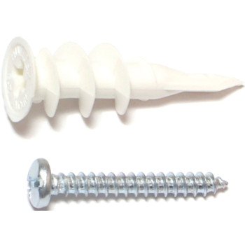 Midwest Fastener 10421 Wall Anchor with Screw, #8 Thread, 1-1/4 in L, Plastic