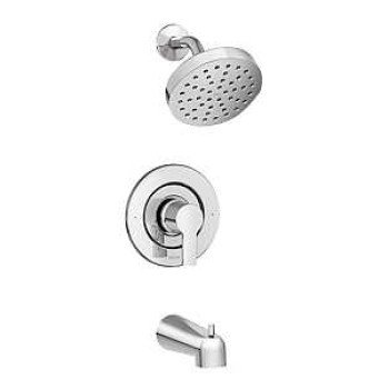 Moen Rinza Posi-Temp 82628 Tub and Shower Faucet, Single Function Showerhead, 1.75 gpm Showerhead, 1 Spray Settings