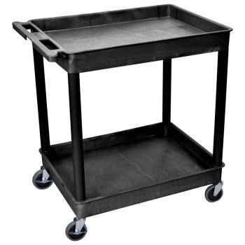 Luxor TC11-B Utility Tub Cart, 400 lb, 2-Shelf, Black, 32 in OAW, 37-1/2 in OAH