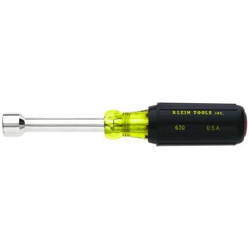 Klein Tools 630-11/32 Nut Driver, 11/32 in Drive, 6-3/4 in OAL, Cushion-Grip Handle, Chrome Handle, 3 in L Shank