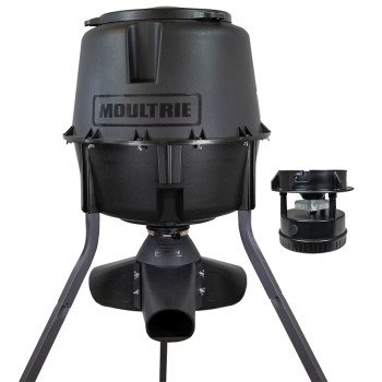 Moultrie MFG-13340 Deer Feeder Gravity/Spin Kit, Battery, 30 gal Hopper, 4 Feed Times, Plastic, Black