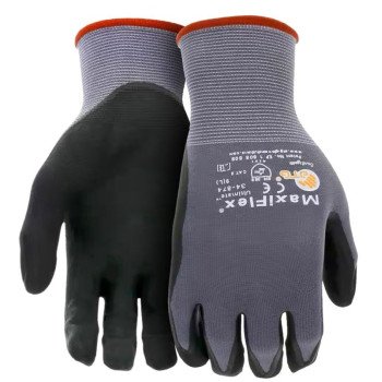 Boss MaxiFlex Ultimate 34-874T/L Seamless Knit Coated Gloves, Unisex, L, 8.7 in L, Knit Wrist Cuff, Nitrile Coating