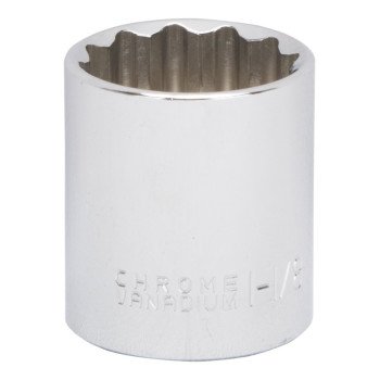 Vulcan MT6521736 Drive Socket, 1-1/8 in Socket, 1/2 in Drive, 12-Point, Chrome Vanadium Steel, Chrome