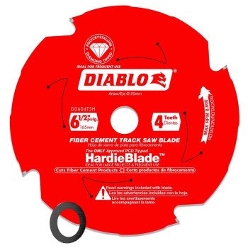 Diablo D0604TSH Track Saw Blade, 6-1/2 in Dia, 20 mm Arbor, 4-Teeth, Polycrystalline Diamond Cutting Edge