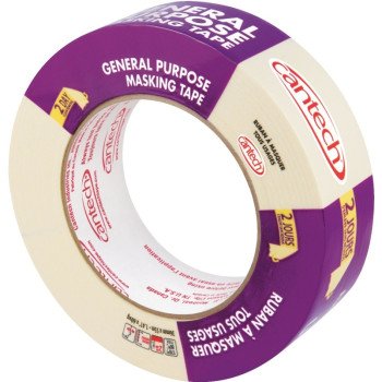 Cantech 307 Series 307-36 Masking Tape, 55 m L, 36 mm W, Crepe Paper Backing, Natural