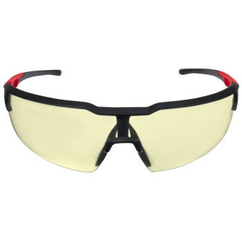 Milwaukee 48-73-2100 Safety Glasses, Unisex, Anti-Scratch Lens, Polycarbonate Lens, Plastic Frame, Black/Red Frame